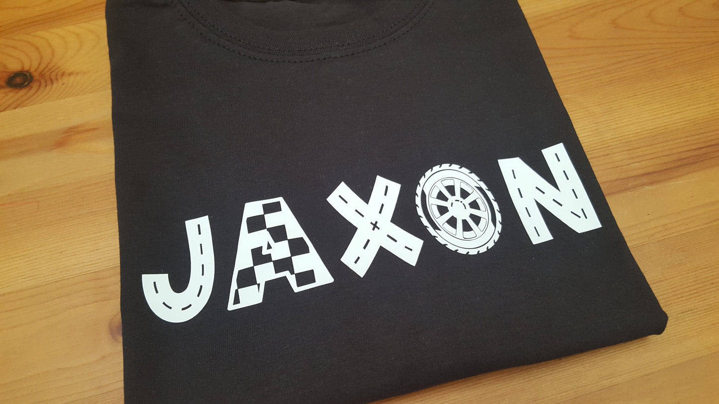 Boys and Girls Personalised Car Racing T - Shirt | Sweater