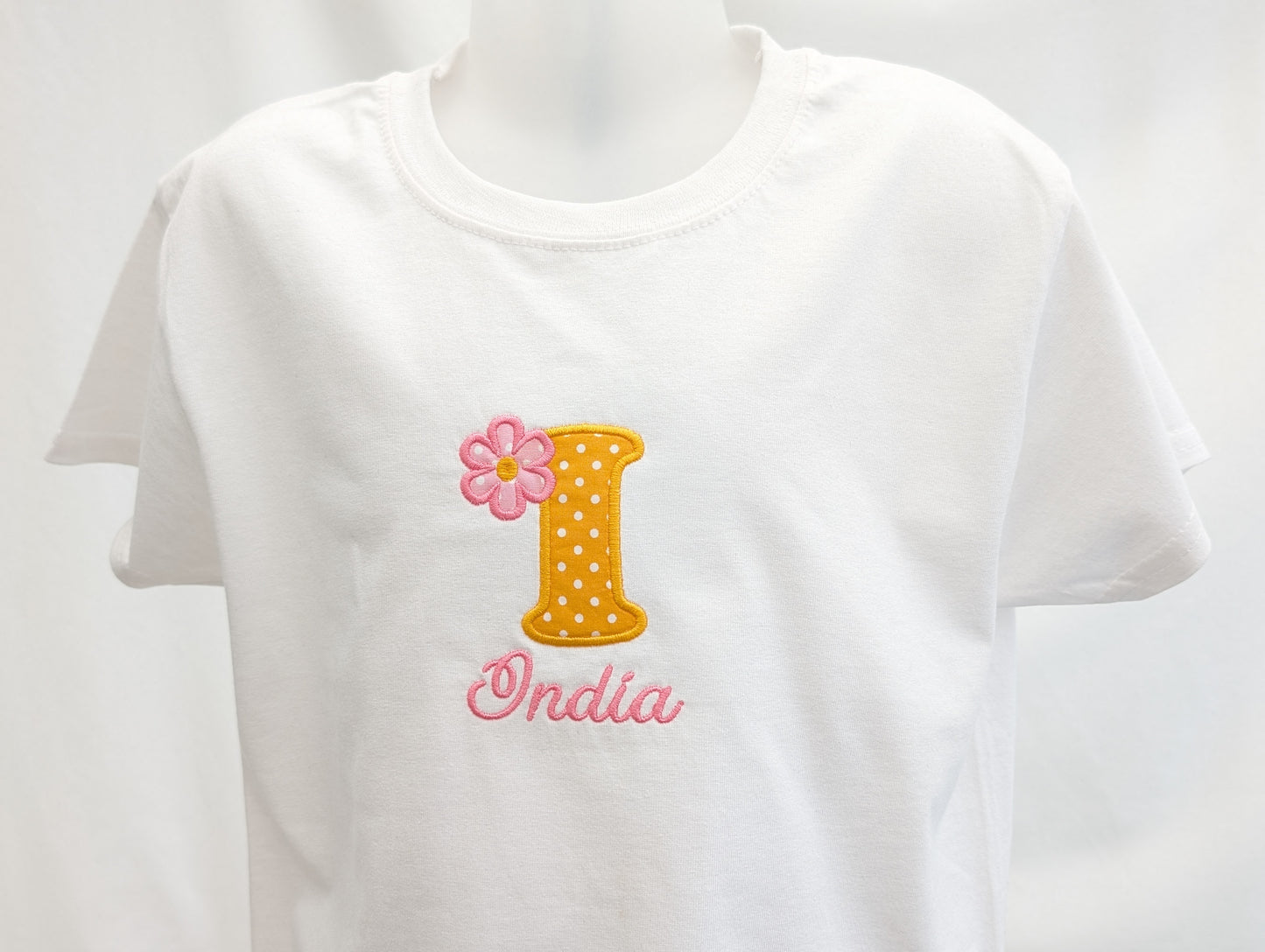 Girls Personalised Embroidered Flower T-shirt