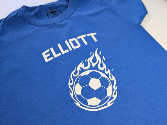 Personalised Blazing Football T-shirt