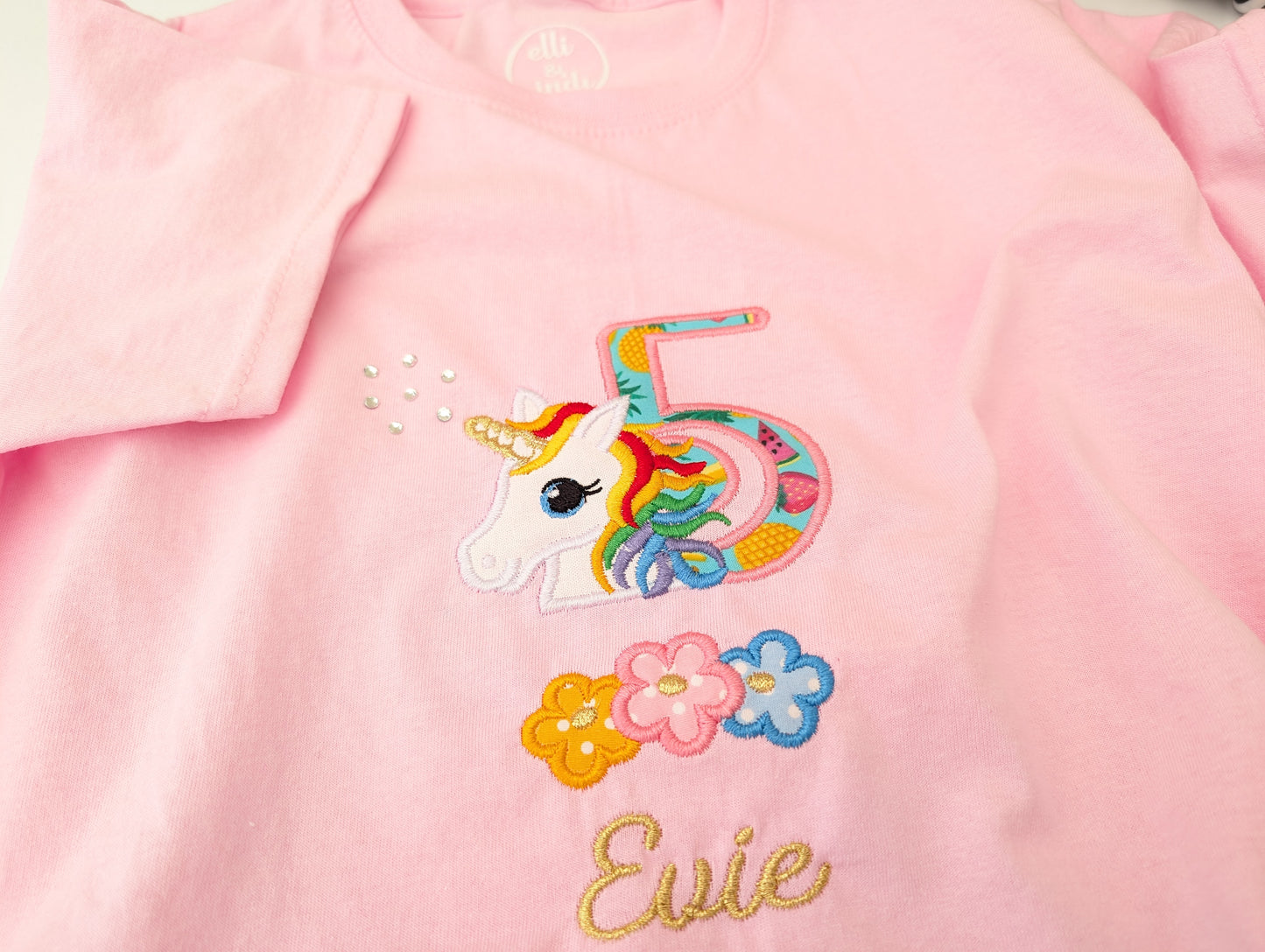 Girls Personalised Embroidery | Unicorn T- shirt
