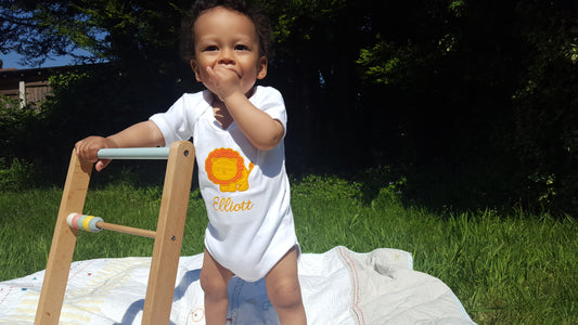 Hello World Embroidered Baby Lion Top