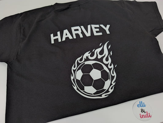 Personalised Flaming Football T-shirt