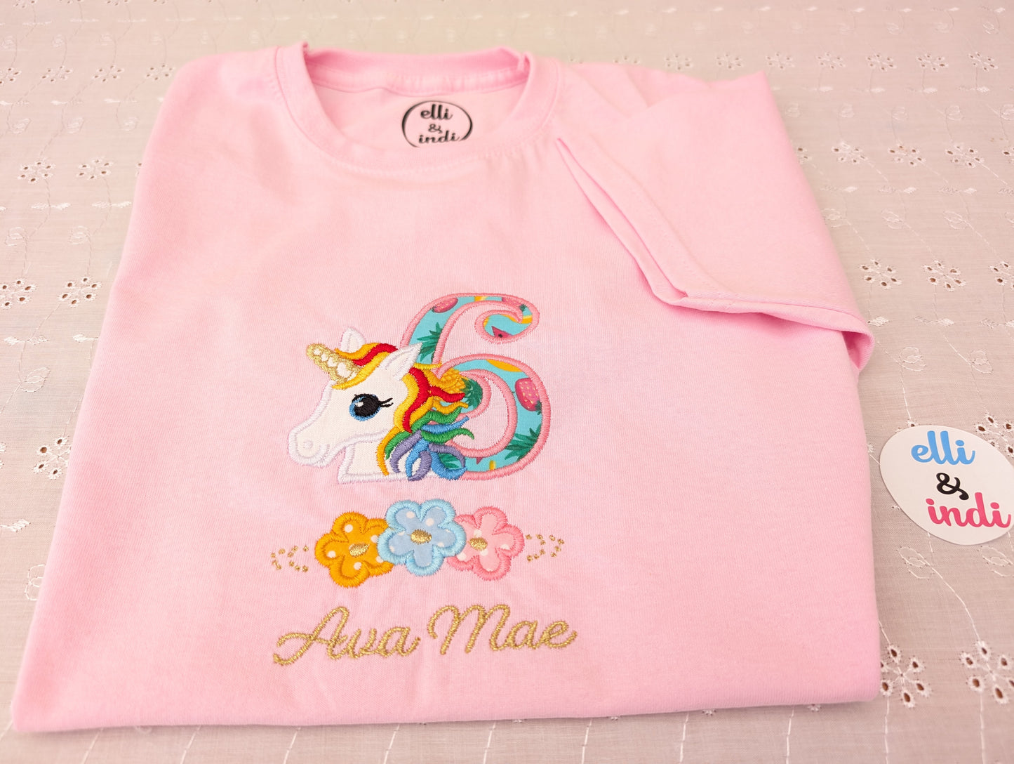 Girls Pink Unicorn Birthday T-shirt