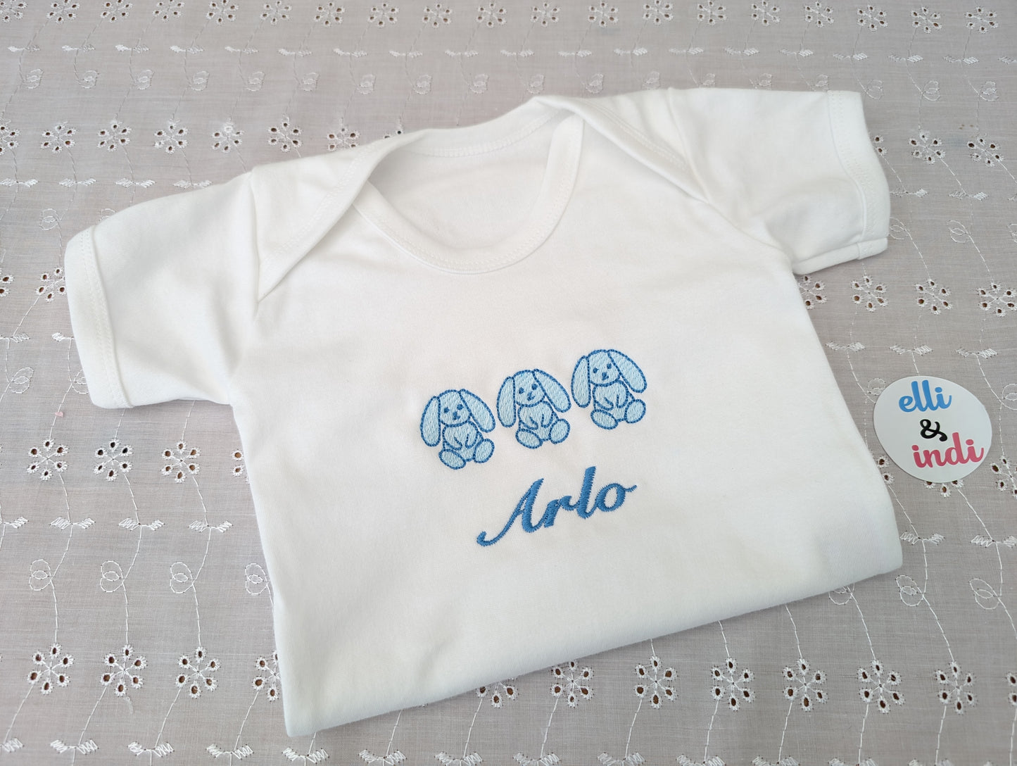 Baby Boys Personalised Embroidered Bunny Top