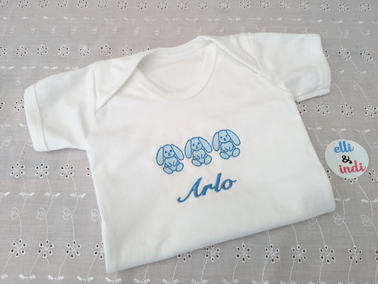 Baby Boys Personalised Embroidered Bunny Top