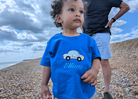 Personalised Embroidered Kids Car T-shirt