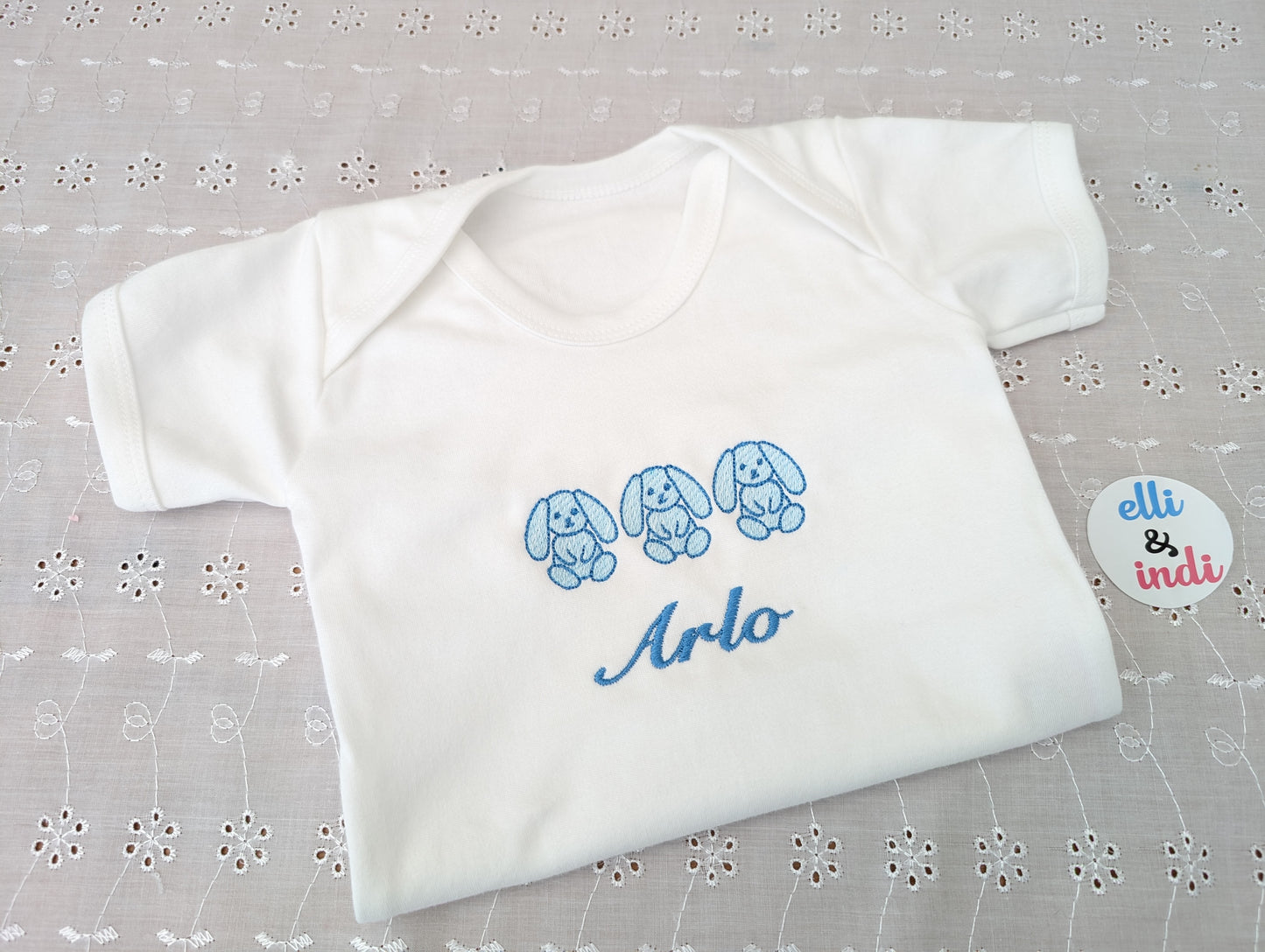 Baby Boys Personalised Embroidered Bunny Top