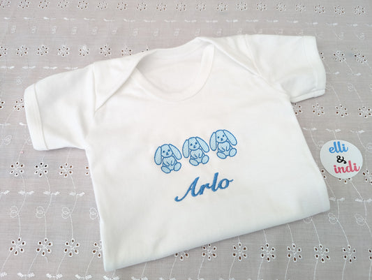 Baby Boys Personalised Embroidered Bunny Top