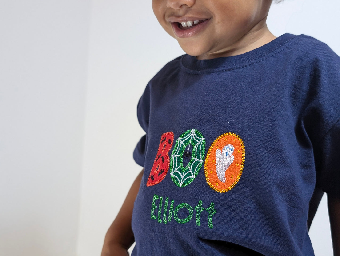 Personalised Spooky Halloween T-shirt - Boo Ghost, Bats & Spiders